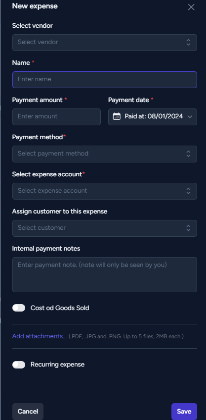 How to add expense as invoice item